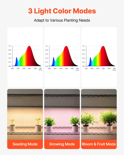 Plant Shelf with Grow Light, 4-Tier Indoor Plant Stand, 150 cm Tall Plants Display Rack with Wheels, 90W 3-Color Full Spectrum Grow Lights, Heavy Duty Metal Flower Pot Holder for Seed Starting