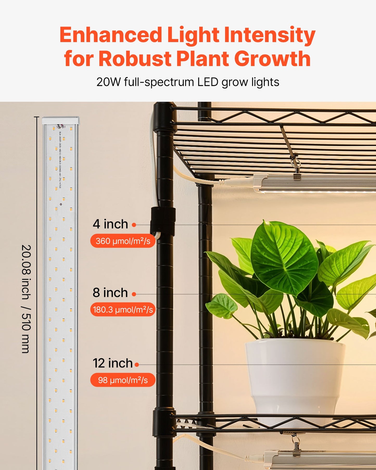 Plant Shelf with Grow Light, 6-Tier Double-Row Plant Stand, 180cm Tall Indoor Plants Display Rack with Wheels & Timer, 200W Full Spectrum Grow Lights, Metal Flower Pot Holder for Seed Starting
