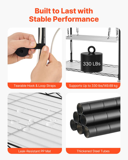 Indoor Greenhouse with Grow Light, 150cm Tall 4-Tier Plant Stand with Clear Cover, Timer & Hygrometer, 180W Full Spectrum Grow Lights, Metal Lighted Plants Shelf Holder for Indoor Plants