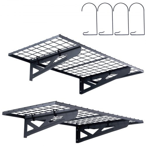 Garage Storage Shelving, 2 Pack, 4 x 2 ft Heavy Duty Garage Shelves Wall Mounted, 502 lbs Load Capacity(Total) Garage Storage Rack Floating Shelves, Suitable for Shop, Shed, Garage Storage