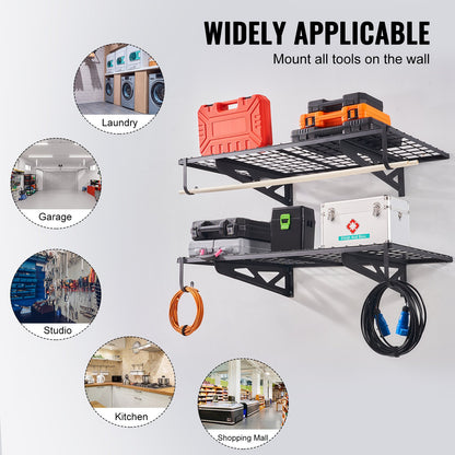 Garage Storage Shelving, 2 Pack, 4 x 2 ft Heavy Duty Garage Shelves Wall Mounted, 502 lbs Load Capacity(Total) Garage Storage Rack Floating Shelves, Suitable for Shop, Shed, Garage Storage