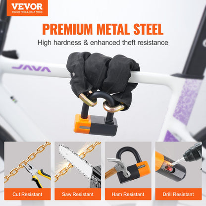 Bike Chain Lock, 3.28 Ft Bicycle Chain Lock with 4 Keys, Heavy Duty Metal Steel Anti-Theft High Security Bike Locks, Perfect for Bike, Motorcycle, Scooter, Bicycle, Door, Fence or Gate, 14mm
