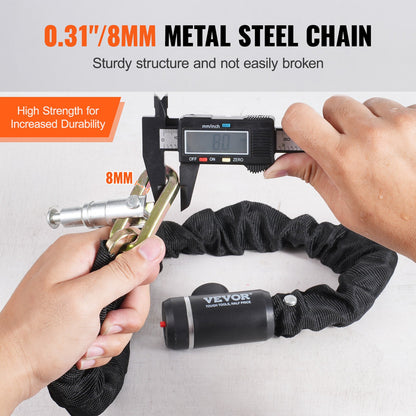 Bike Chain Lock, 2.79 Ft Combination Bicycle Chain Lock with 2 Keys, Heavy Duty Anti-Theft High Security Bike Locks, Perfect for Bike, Motorcycle, Scooter, Bicycle, Door, Fence or Gate, 8mm