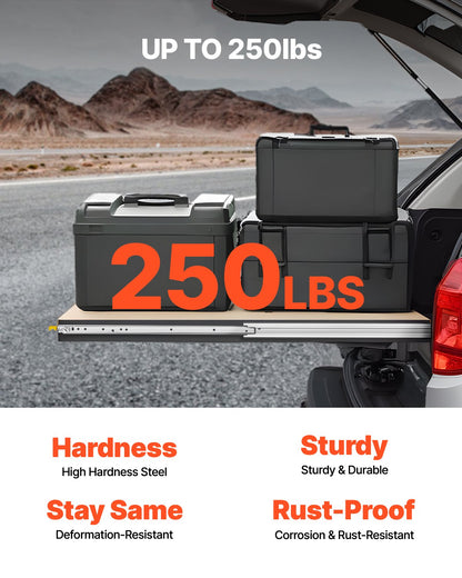 1 Pair Full Extension Drawer Slides 16 18 20 24 30 35 37.4 59 24 32 36 40 48 60 in, 250 lbs Load Capacity Locking Drawer Slides, Ball Bearing with Lock Side Mount Drawer Slide Rail