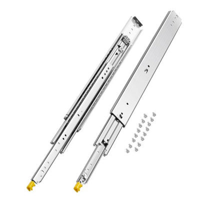 1 Pair Full Extension Drawer Slides 18 20 22 28 30 32 36 38 40 44 48 52 56 60 in, 500 lbs Load Capacity Locking Drawer Slides, Ball Bearing with Lock Side Mount Drawer Slide Rail