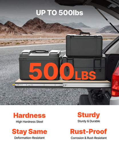 1 Pair Full Extension Drawer Slides 16 18 20 24 30 35 37.4 59 24 32 36 40 48 60 in, 500 lbs Load Capacity Locking Drawer Slides, Ball Bearing with Lock Side Mount Drawer Slide Rail