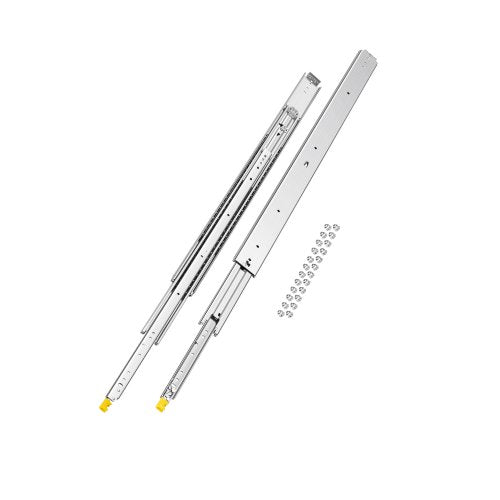 1 Pair Full Extension Drawer Slides 18 20 22 28 30 32 36 38 40 44 48 52 56 60 in, 500 lbs Load Capacity Locking Drawer Slides, Ball Bearing with Lock Side Mount Drawer Slide Rail