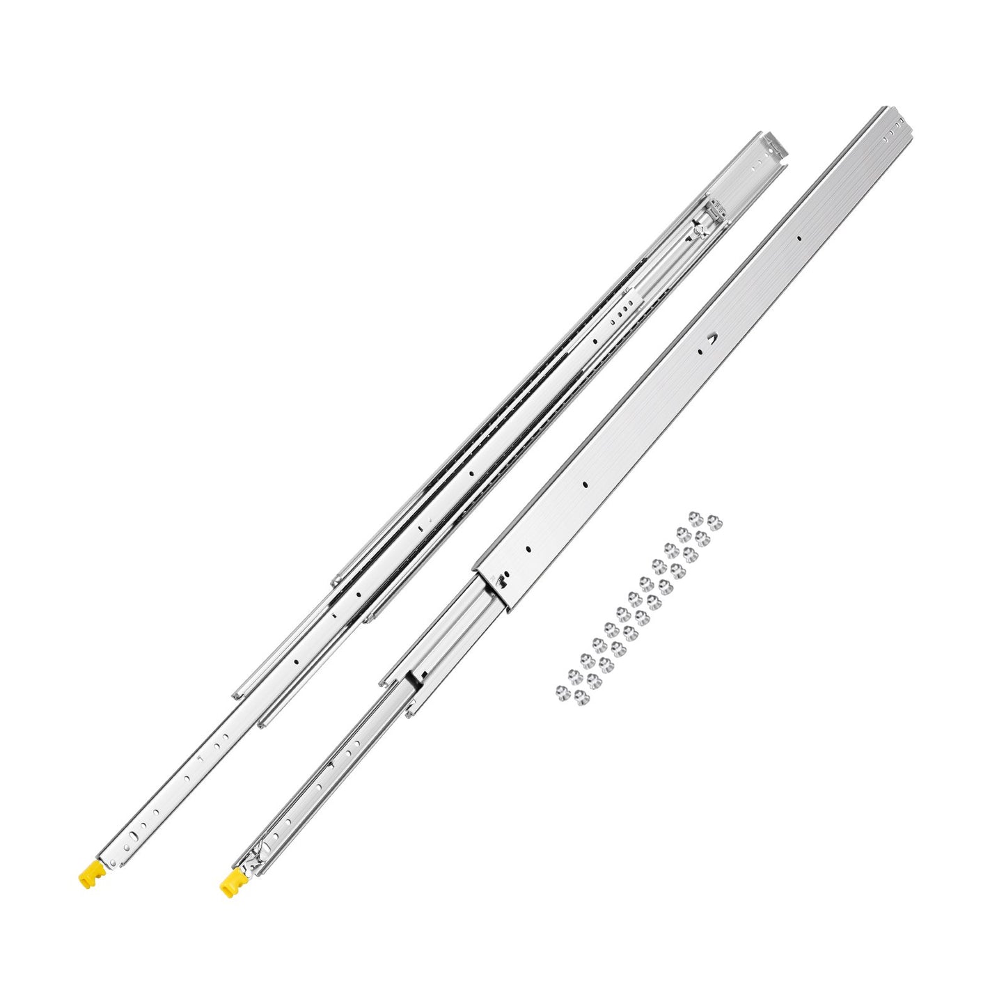 1 Pair Full Extension Drawer Slides 18 20 22 28 30 32 36 38 40 44 48 52 56 60 in, 500 lbs Load Capacity Locking Drawer Slides, Ball Bearing with Lock Side Mount Drawer Slide Rail