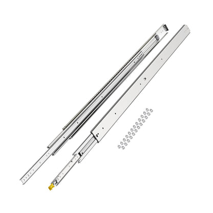 1 Pair Full Extension Drawer Slides 16 18 20 24 30 35 37.4 59 24 32 36 40 48 60 in, 500 lbs Load Capacity Locking Drawer Slides, Ball Bearing with Lock Side Mount Drawer Slide Rail