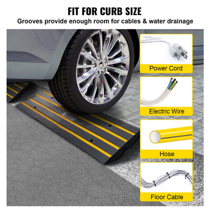 Curb Ramp Rubber Driveway Ramp 3 Pack 2.6" Rise 15T Load Threshold Ramp