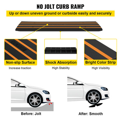 Curb Ramp Rubber Driveway Ramp 3 Pack 2.6" Rise 15T Load Threshold Ramp