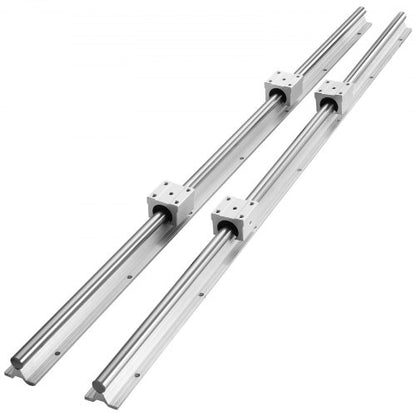 Linear Guide Rail Set, SBR20 800mm, 2 PCS 31.5 in/800 mm SBR20 Guide Rails and 4 PCS SBR20UU Slide Blocks, Linear Rails and Bearings Kit for Automated Machines DIY Project CNC Router Machines