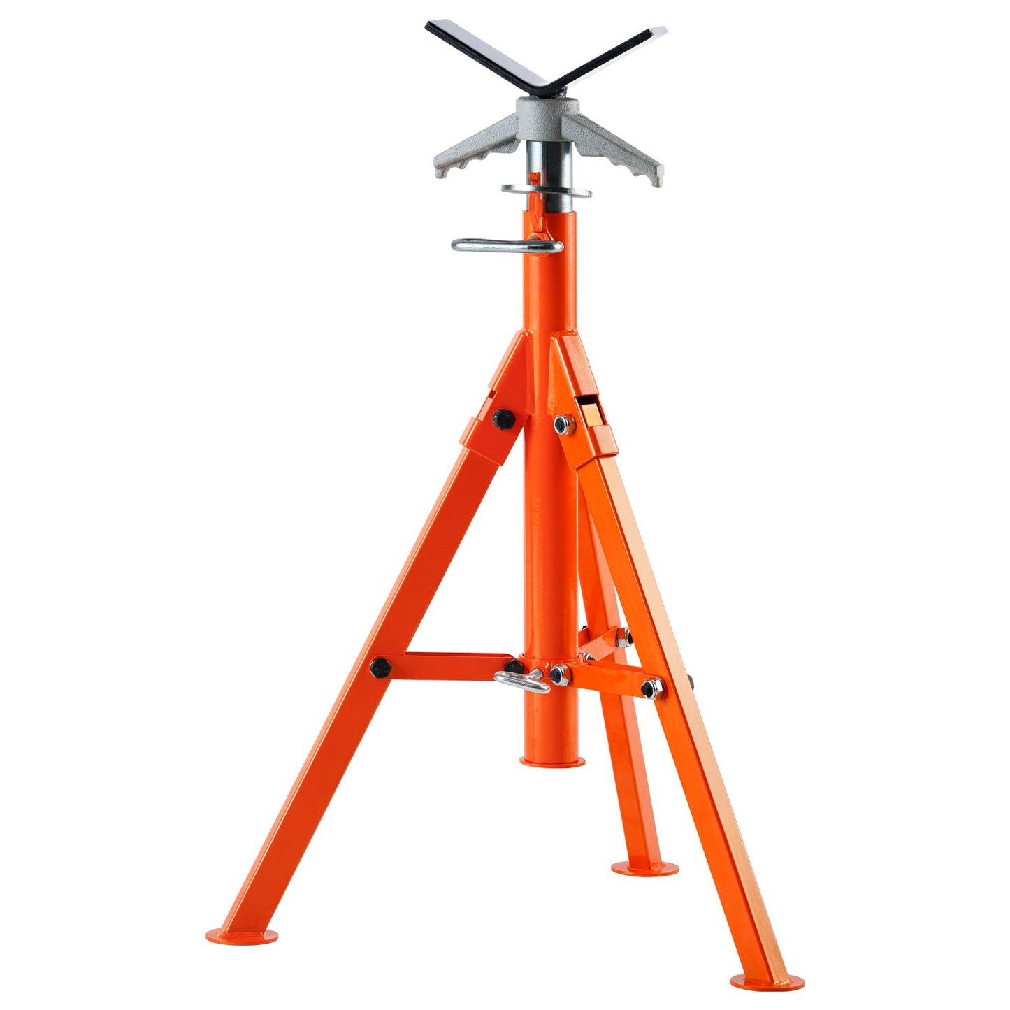 Pipe Stand, 1133.9 kg Heavy Duty Pipe Jack Stands, 69.1-132.1 cm Height Adjustable V Head Pipe Stand, 45# Steel Folding Jack Stand for 1.3-30.5 cm Pipes
