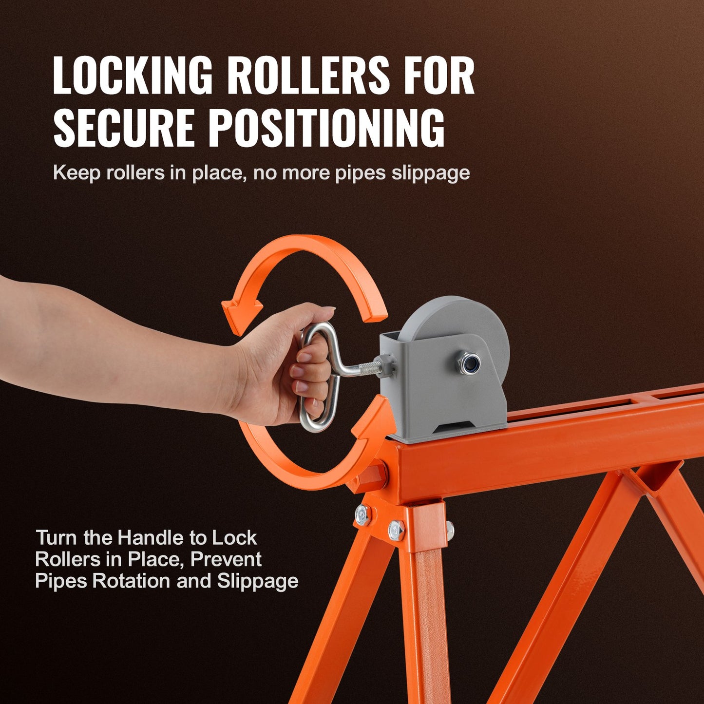 Pipe Stand with Roller Head 1134 kg Load for 5.1-91.4 cm Pipes 45# Steel