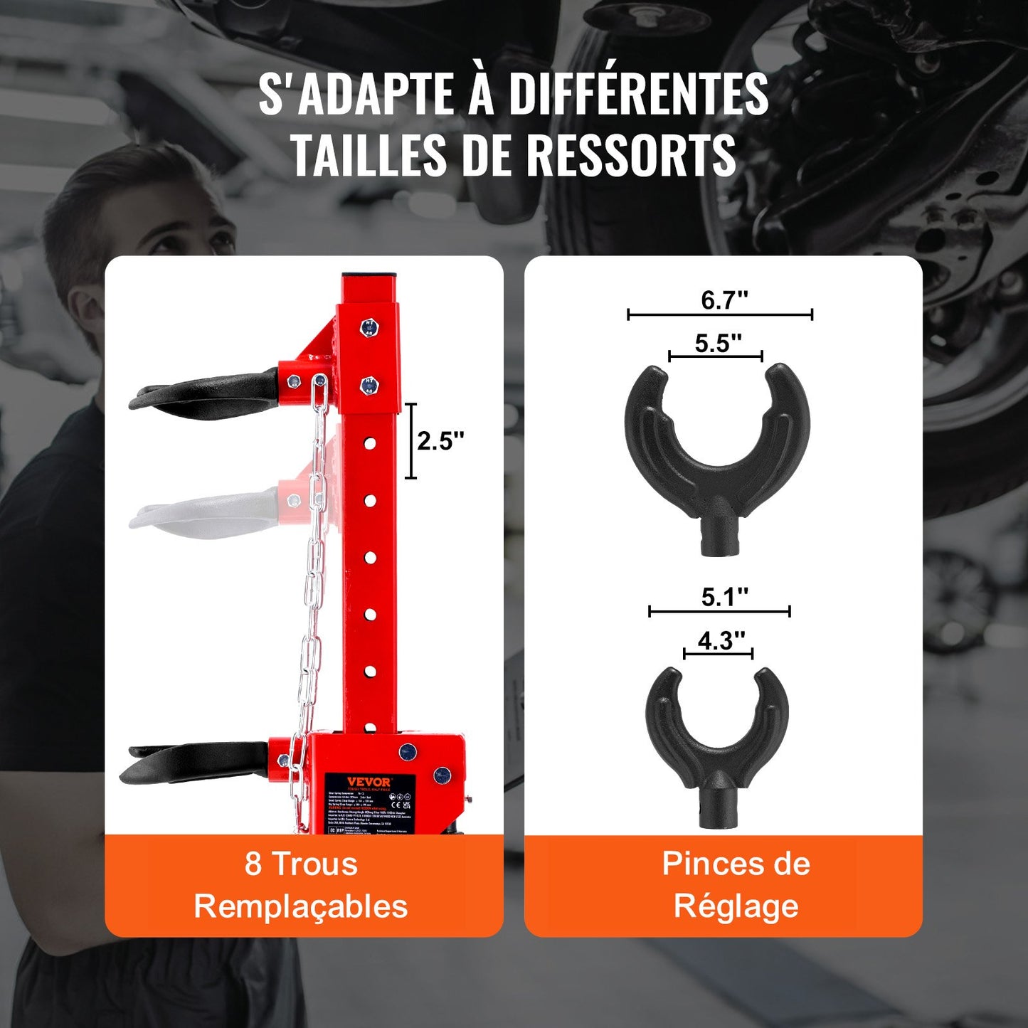 Strut Spring Compressor, 4.5 Ton/4499.6 kg Hydraulic Jack Capacity, 1 Ton Rated Compression Force, Auto Strut Coil Spring Compressor Tool, Hydraulic Spring Compressor for Strut Spring Removing