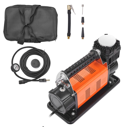 12V Portable Tire Inflator, 7.06CFM Heavy Duty Air Compressor, 150PSI Offroad Air Pump with Adapters for Car SUV RV Truck - Include 6.5FT Power Cord, 26FT Air Hose with Pressure Gauge, Carry Bag