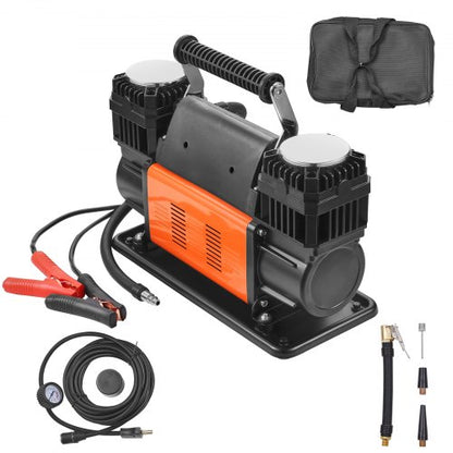 10.6 CFM Heavy Duty Air Compressor, 30s Fast Inflation | Dual-Cylinder Portable Tire Inflator, 12V 150PSI Offroad Air Pump with Adapters for Trucks Car SUV 4 x 4 Vehicle RV