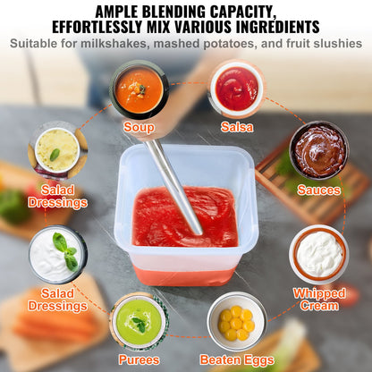 Commercial Immersion Blender, 750 Watt Heavy Duty Hand Mixer, Variable Speed Kitchen Stick Mixer with 304 Stainless Steel Blade, Multi-Purpose Portable Mixer for Soup, Smoothie, Puree, Baby Food