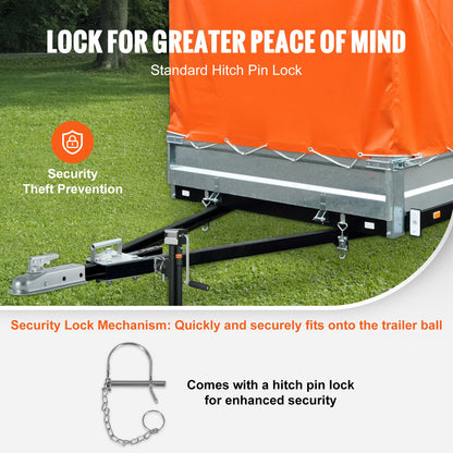 Straight Trailer Coupler, for 2-Inch Hitch Ball, 2-Inch Channel, 3500 lbs Capacity, Heavy Duty Trailer Tongue Coupler, Ideal for Towing Station Wagons, Pickup Trucks, SUVs, Zinc Plated Surface