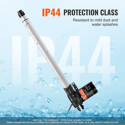 Linear Actuator 12V 40.6 cm Heavy Duty 598.8 kg/6000N 0.5 cm/s IP44 Protection