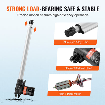 Linear Actuator 12V 40.6 cm Heavy Duty 598.8 kg/6000N 0.5 cm/s IP44 Protection