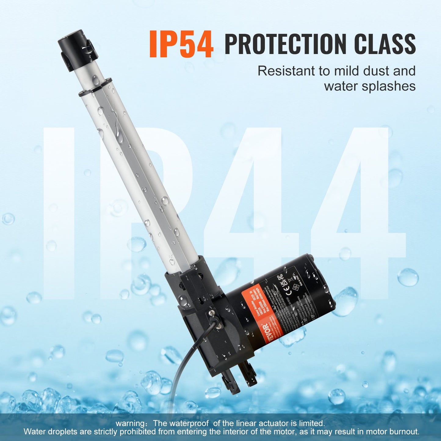 Linear Actuator 12V 20.3 cm Heavy Duty 598.8 kg/6000N 0.5 cm/s IP44 Protection