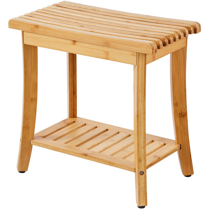 Bamboo Shower Bench 48.5 x 28.7 x 46.5 cm Shower Stool Chair for Bathroom