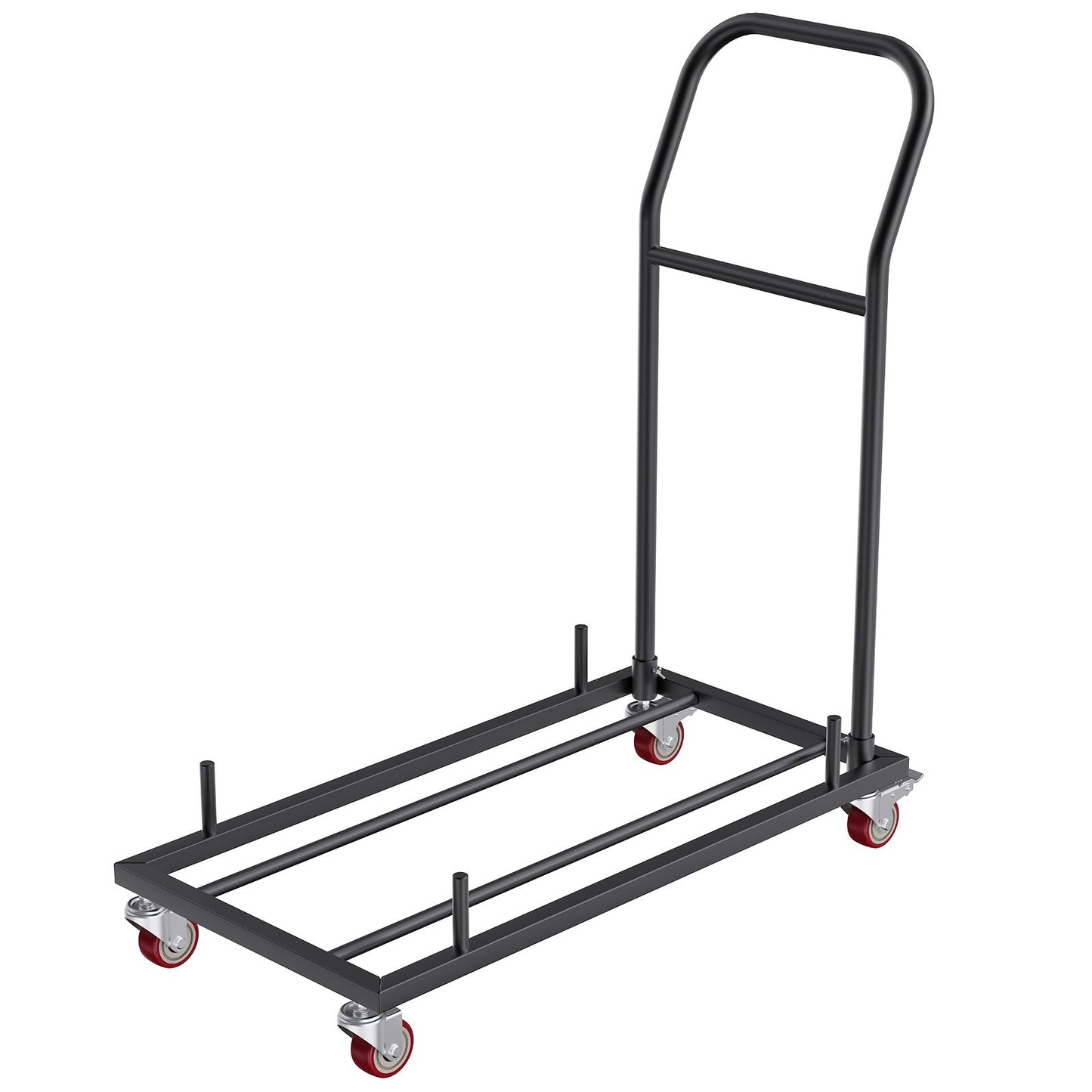 Folding Chair Dolly, Iron Commercial Cart with 12 Chairs Capacity, Folding Chairs Rack Trolley with 4 Casters, Storage Transport Dolly for Flat Stacking Plastic Resin and Wood Chairs, Black