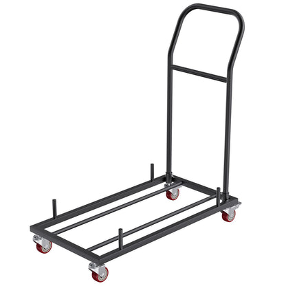 Folding Chair Dolly, Iron Commercial Cart with 12 Chairs Capacity, Folding Chairs Rack Trolley with 4 Casters, Storage Transport Dolly for Flat Stacking Plastic Resin and Wood Chairs, Black