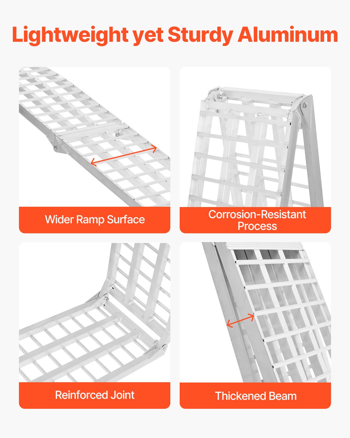 Aluminum Ramps, 2000 lbs, 2Pcs Heavy-duty Ramps with Wider Ramp Surface, Universal Stable Loading Ramp with Handles, Fit for ATV, UTV, Motorcycle, Electric Bicycle, etc.