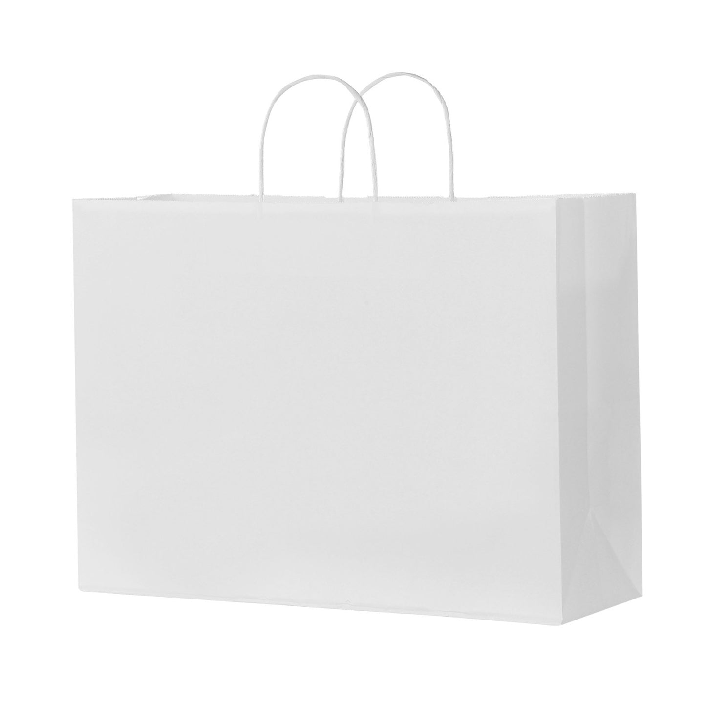 Kraftpapiertüten mit Henkeln, 50 Stück, 40,6 x 15,2 x 30,5 cm, große Papiertüten für Einkäufe, wiederverwendbare und recycelte Mitnahmetüten, schlichte Partytüten in großen Mengen für Geburtstage, Hochzeiten, Firmenveranstaltungen, Geschenktüten, weiß