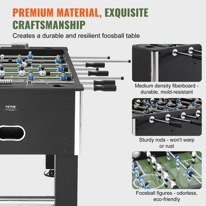 Foosball Table, 55 inch Standard Size Foosball Table, Indoor Full Size Foosball Table for Home, Family, and Game Room, Soccer with Foosball Table Set, Includes 4 Balls and 4 Cup Holders