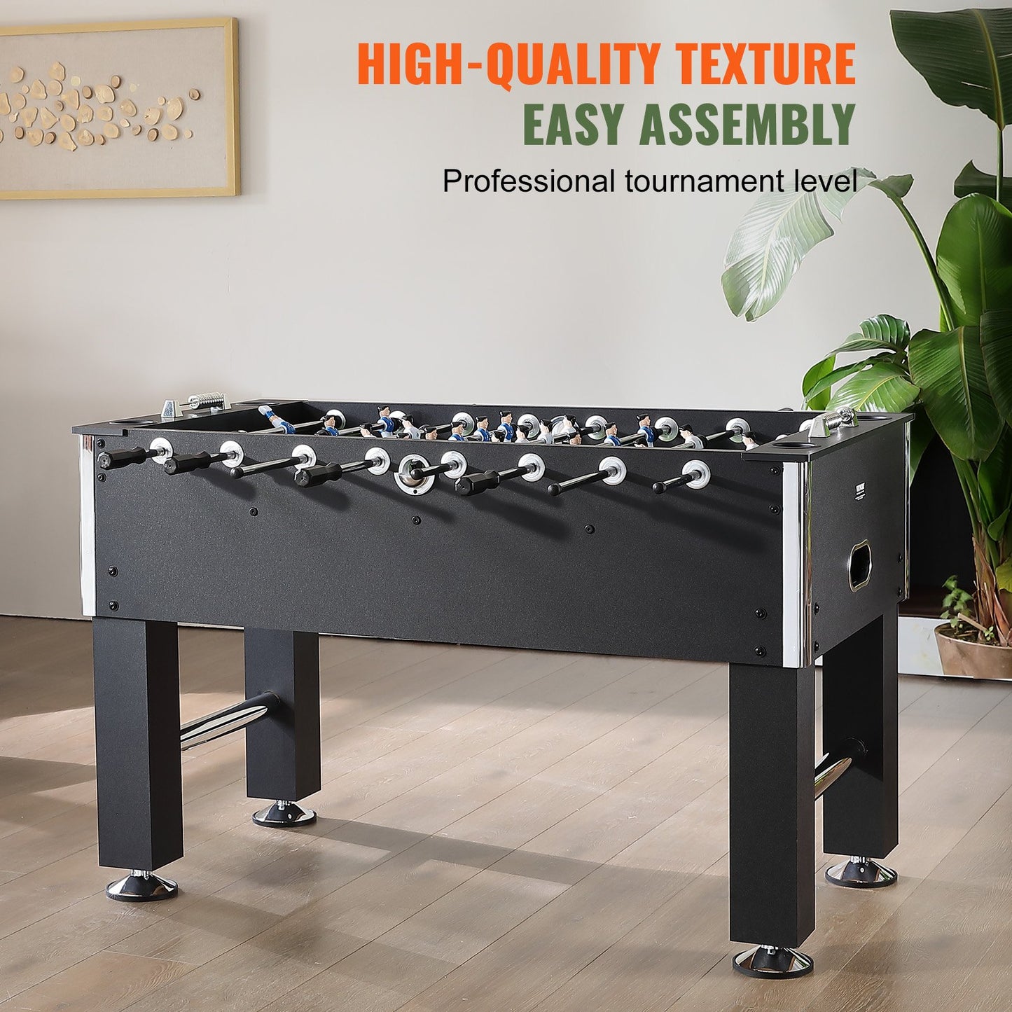 Foosball Table, 55 inch Standard Size Foosball Table, Indoor Full Size Foosball Table for Home, Family, and Game Room, Soccer with Foosball Table Set, Includes 4 Balls and 4 Cup Holders