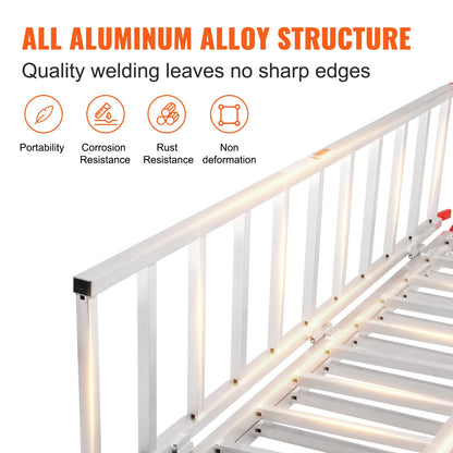 Aluminum Ramps, 1500 lbs, Tri-Fold Ramp with Load Straps, Folding Loading Ramp for Motorcycle, Tractor, ATV/UTV, Trucks, Lawn Mower, Snow Blower, 77"L x 54"W, 1 Pc