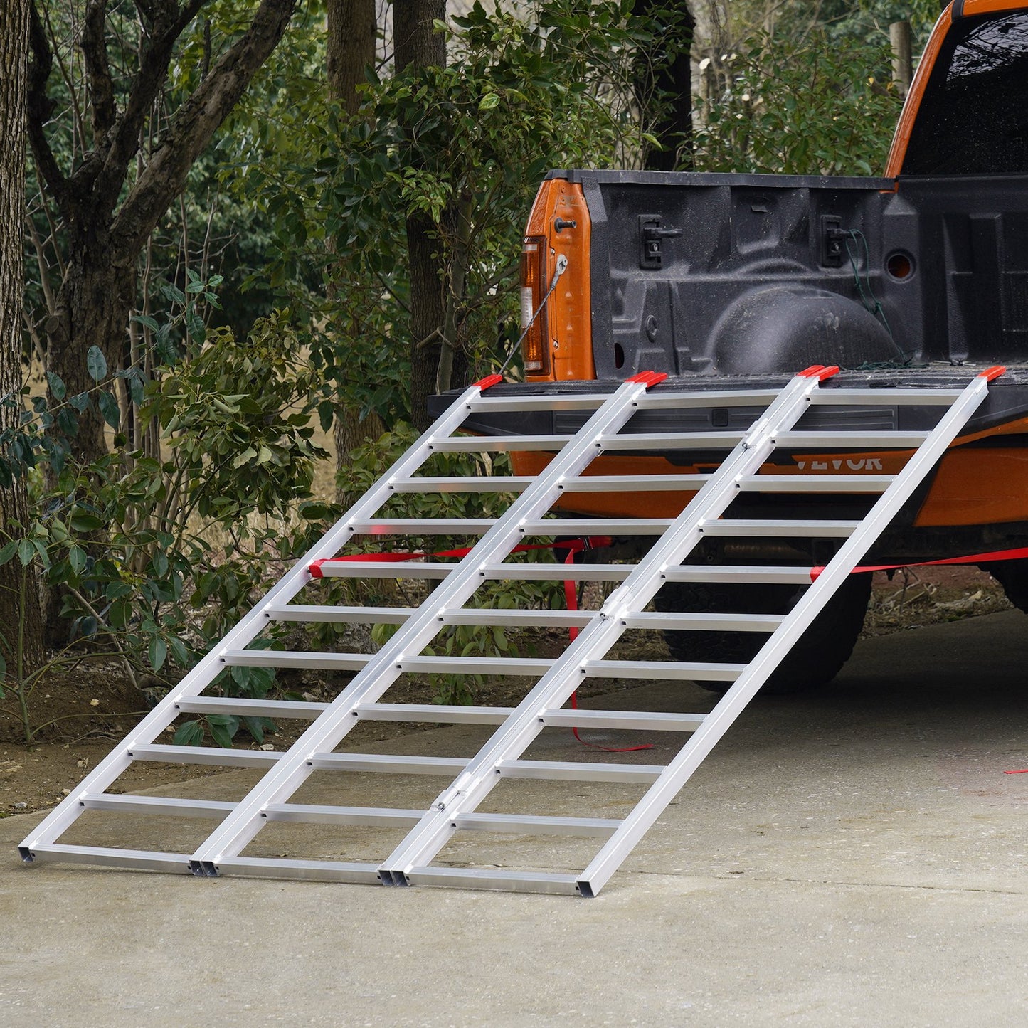 Aluminum Ramps, 1500 lbs, Tri-Fold Ramp with Load Straps, Folding Loading Ramp for Motorcycle, Tractor, ATV/UTV, Trucks, Lawn Mower, Snow Blower, 77"L x 54"W, 1 Pc