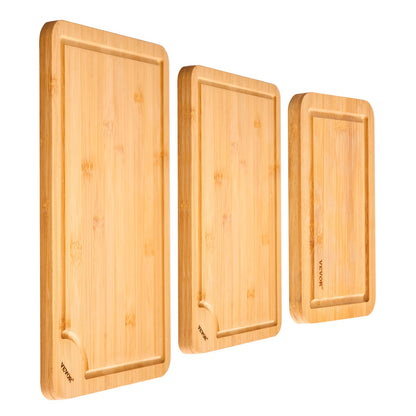 Cutting Board, 3 Pieces, Premium Versatile Bamboo Cutting Board with Food-Grade Oil and Juice Groove,Sturdy & Durable Chopping Board with Built-in Handle, Fit for Display, Chopping & Serving