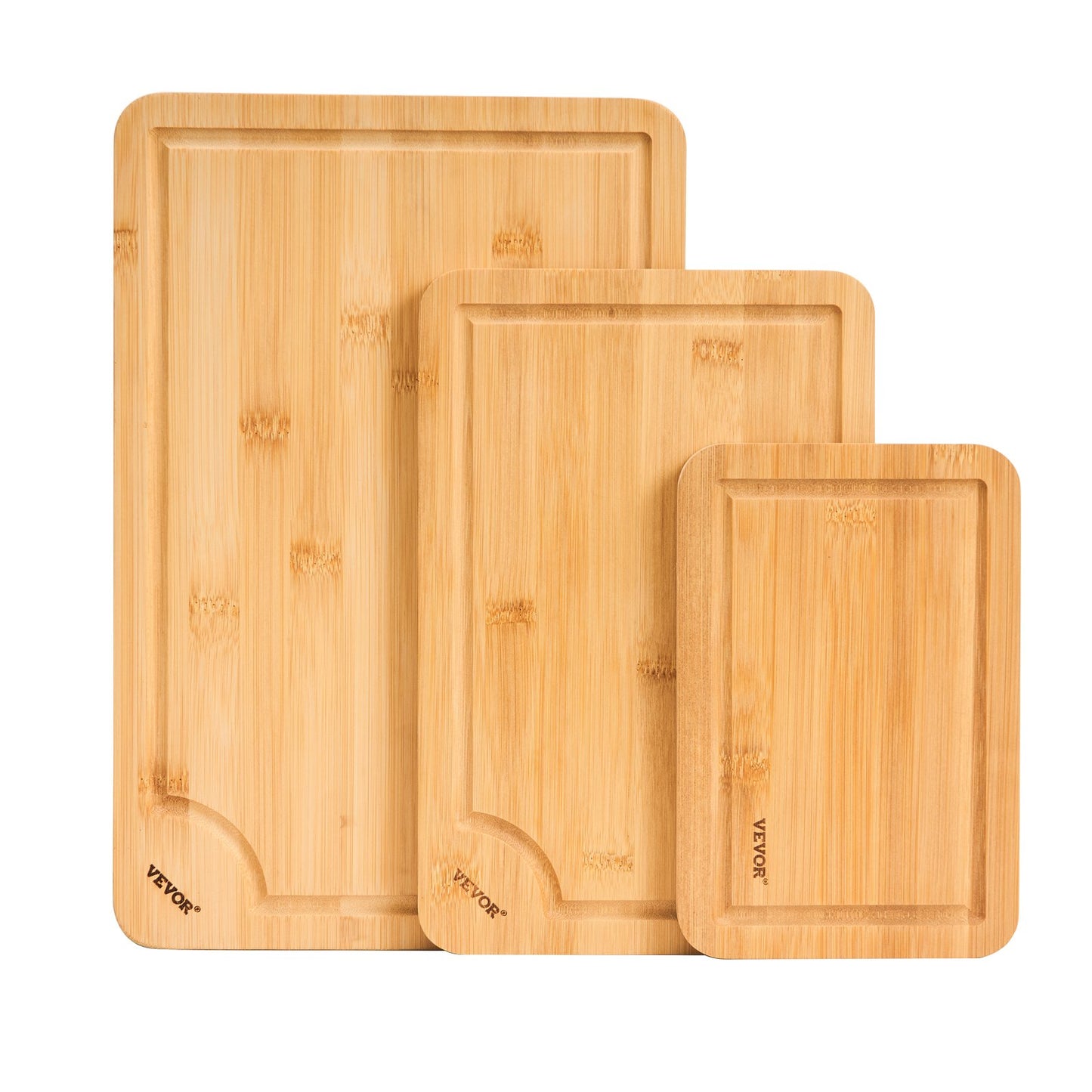 Cutting Board, 3 Pieces, Premium Versatile Bamboo Cutting Board with Food-Grade Oil and Juice Groove,Sturdy & Durable Chopping Board with Built-in Handle, Fit for Display, Chopping & Serving