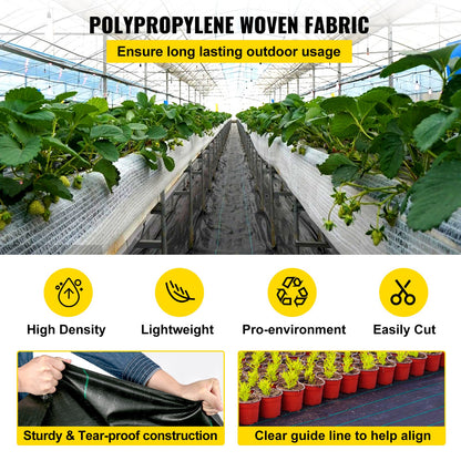 182.9 x 9144 cm Heavy Duty PP Woven Weed Barrier Landscape Ground Cover 68 g