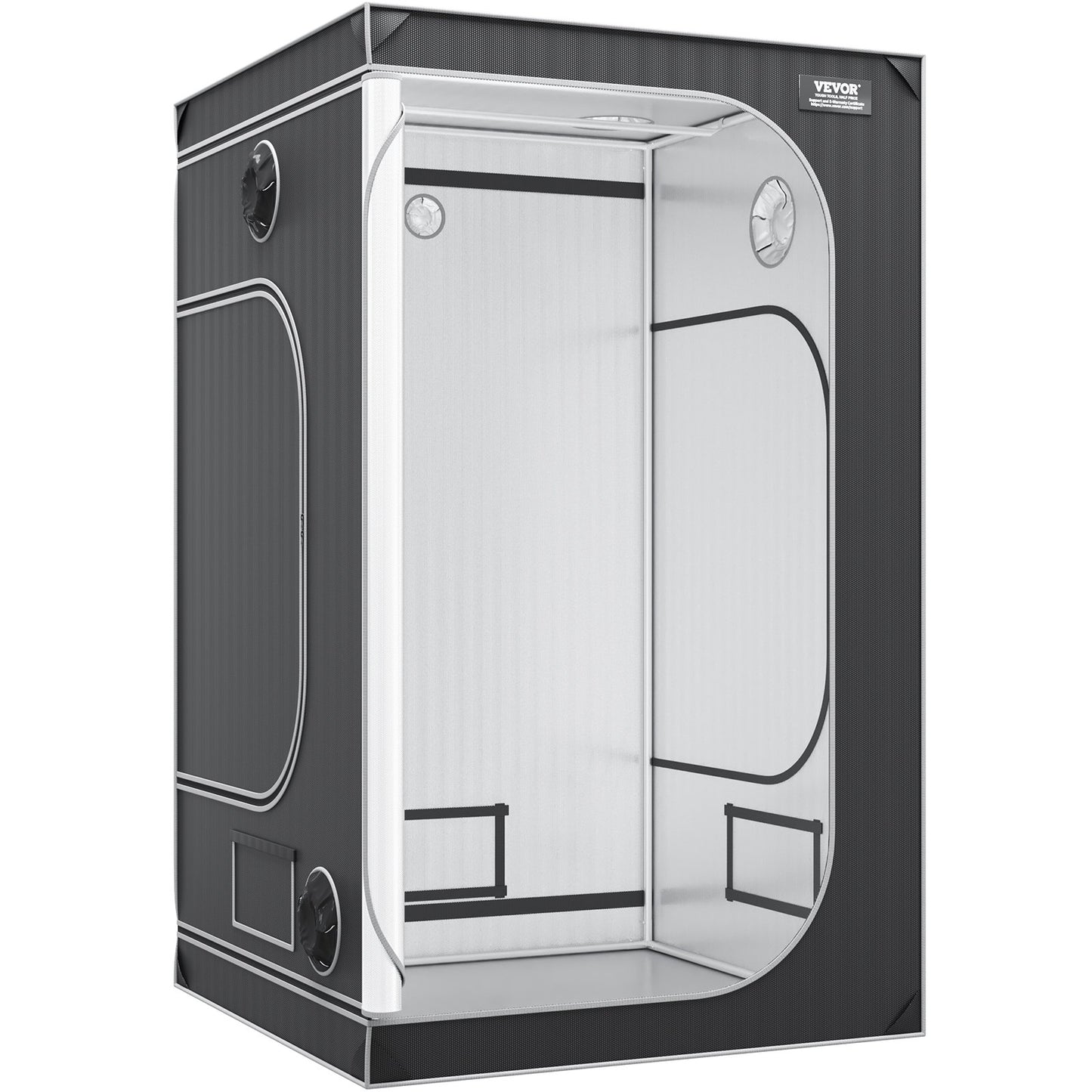 4x4 Growzelt, 122 x 122 x 203 cm, hochreflektierendes 2000D Mylar Hydroponik-Zelt mit Sichtfenster, Werkzeugtasche und Bodenwanne für den Anbau von Zimmerpflanzen