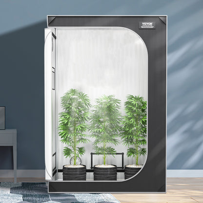 2x4 Growzelt, 122 x 61 x 183 cm, hochreflektierendes 2000D Mylar Hydroponik-Zelt mit Sichtfenster, Werkzeugtasche und Bodenwanne für den Anbau von Zimmerpflanzen