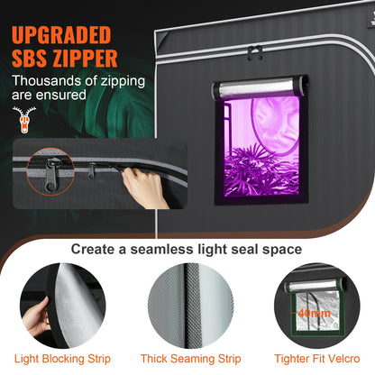 5x5 Grow Tent, 1828.8 x 1828.8 x 2438.4 cm, High Reflective 2000D Mylar Hydroponic Growing Tent with Observation Window, Tool Bag and Floor Tray for Indoor Plants Growing