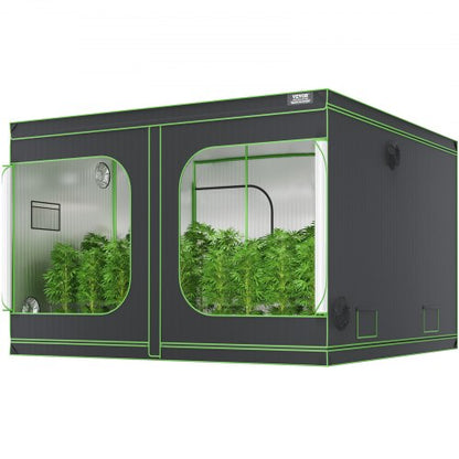10x10 Growzelt, 120'' x 120'' x 80'', hochreflektierendes 600D Mylar Hydroponik-Zelt mit Sichtfenster, Werkzeugtasche und Bodenwanne für den Anbau von Zimmerpflanzen