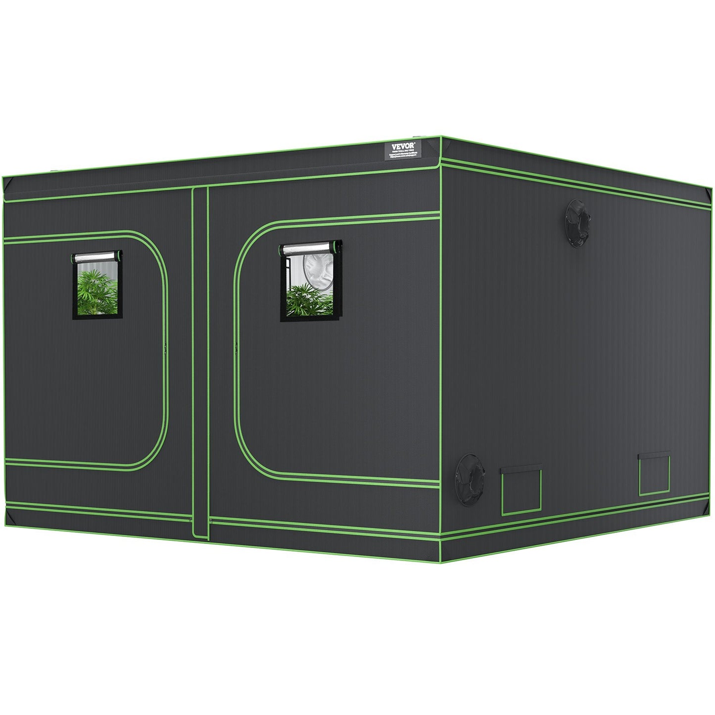 10x10 Growzelt, 120'' x 120'' x 80'', hochreflektierendes 600D Mylar Hydroponik-Zelt mit Sichtfenster, Werkzeugtasche und Bodenwanne für den Anbau von Zimmerpflanzen